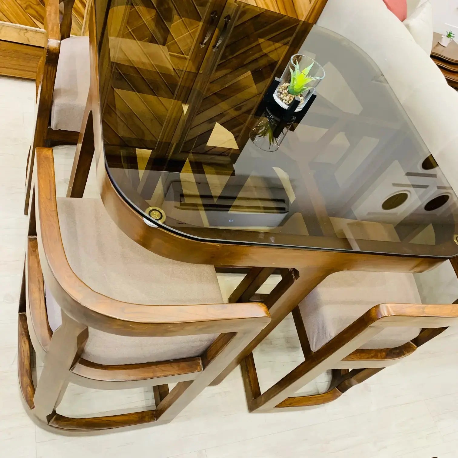 Compact Dining Table Set With 4 Chairs, Space-saving With Stowaway Chairs- By Lush and Lavish Furniture And Interior Lush & Lavish