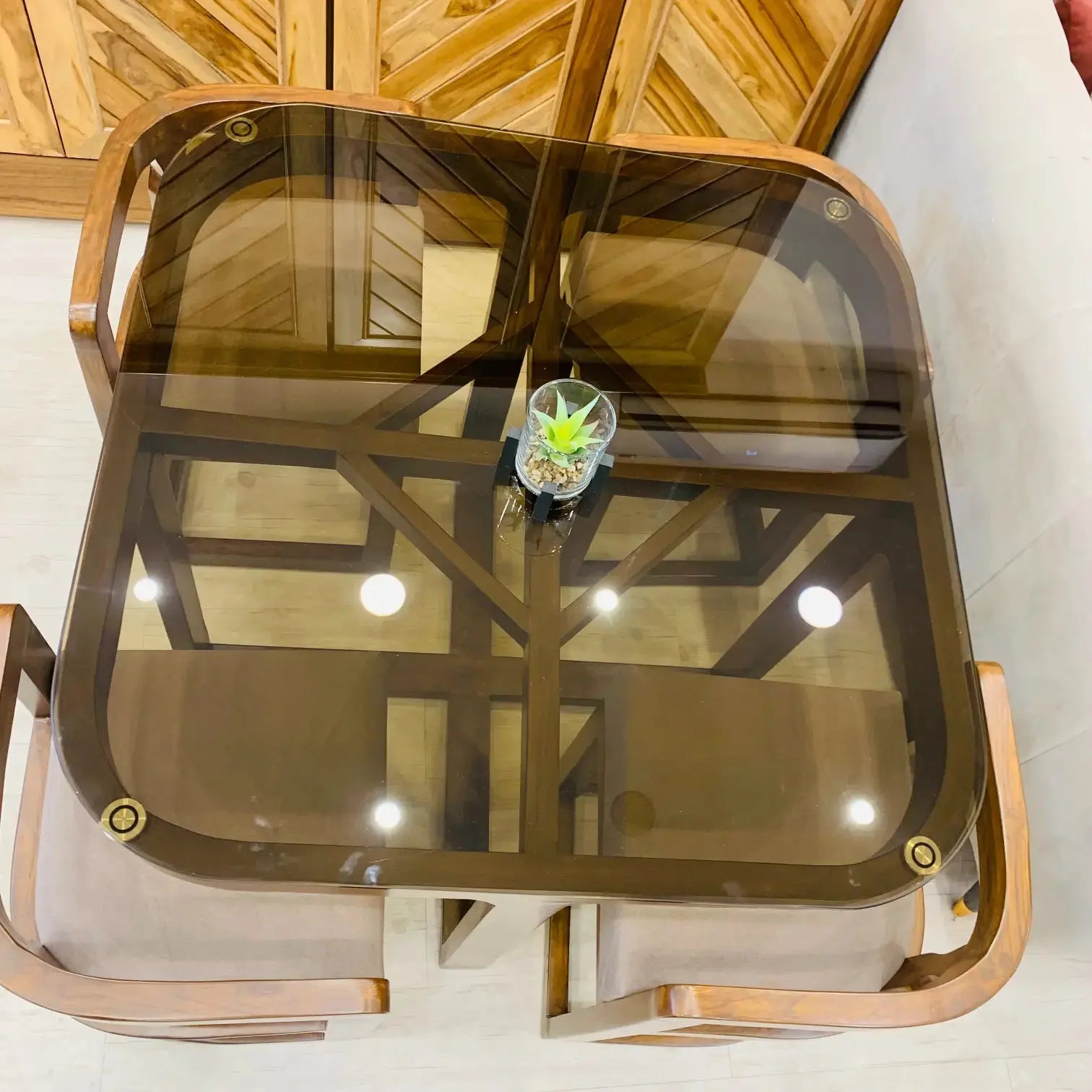 Compact Dining Table Set With 4 Chairs, Space-saving With Stowaway Chairs- By Lush and Lavish Furniture And Interior Lush & Lavish