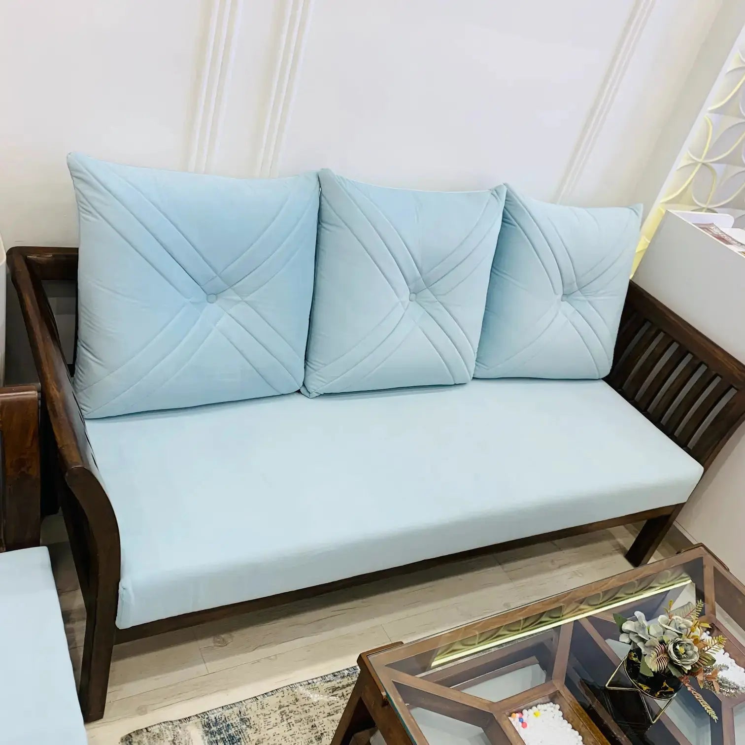 Italian Style Teak Wood Premium Sofa Set 3+1+1  Seater By Lush & Lavish Furniture And Interior Lush & Lavish