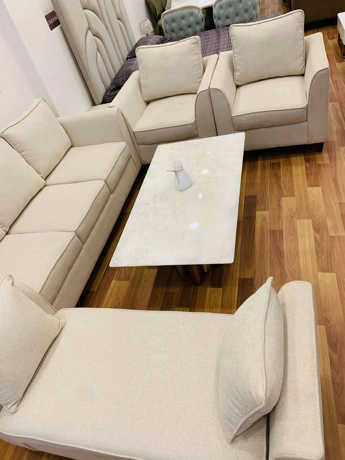 European Sofa Set of 3 Seater, 1+1 Seater And 1 Dewan By Lush & Lavish Furniture And Interior