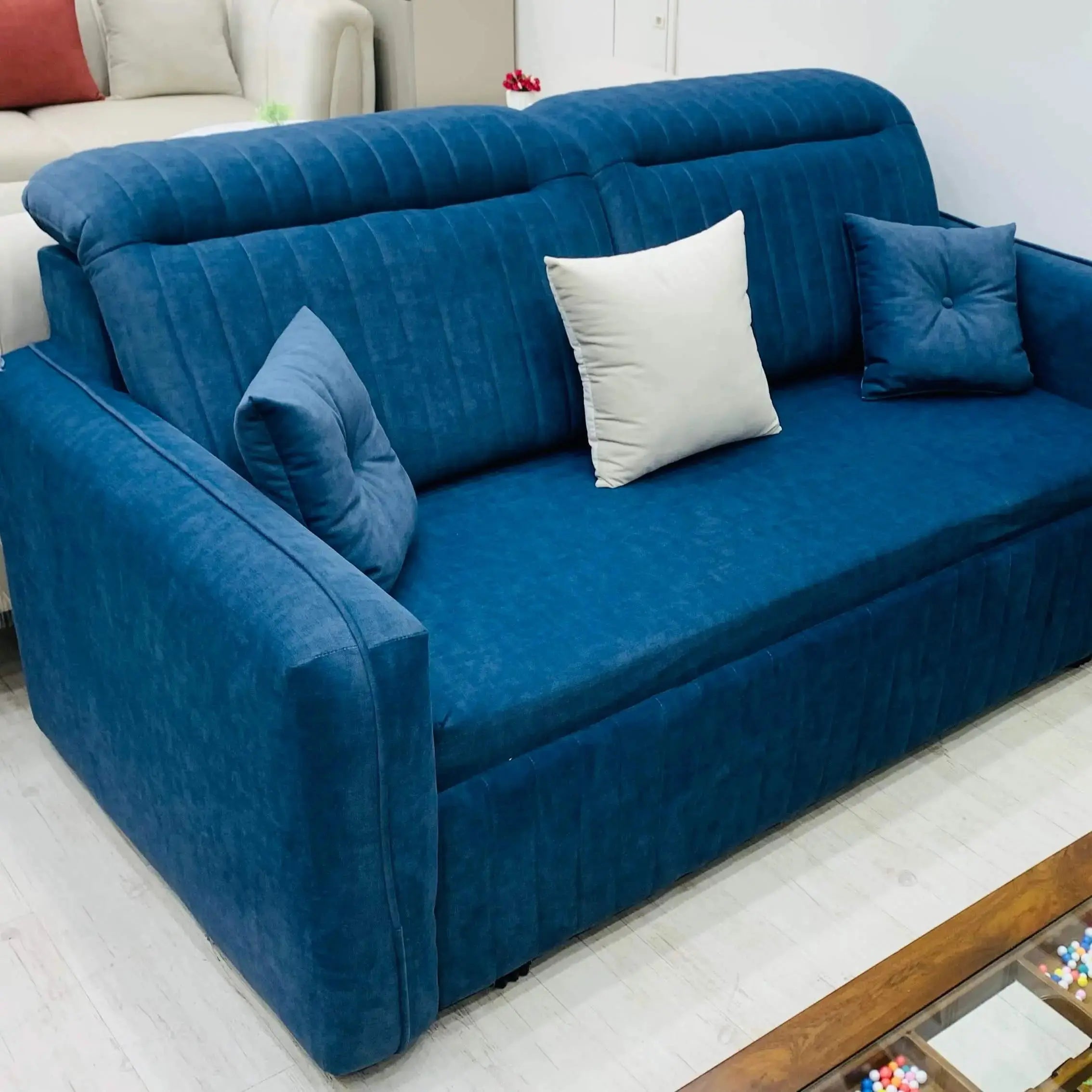 Sofa Cum Bed 3 Seater With Storage And Adjustable Head By Lush & Lavish Furniture And Interior Lush & Lavish