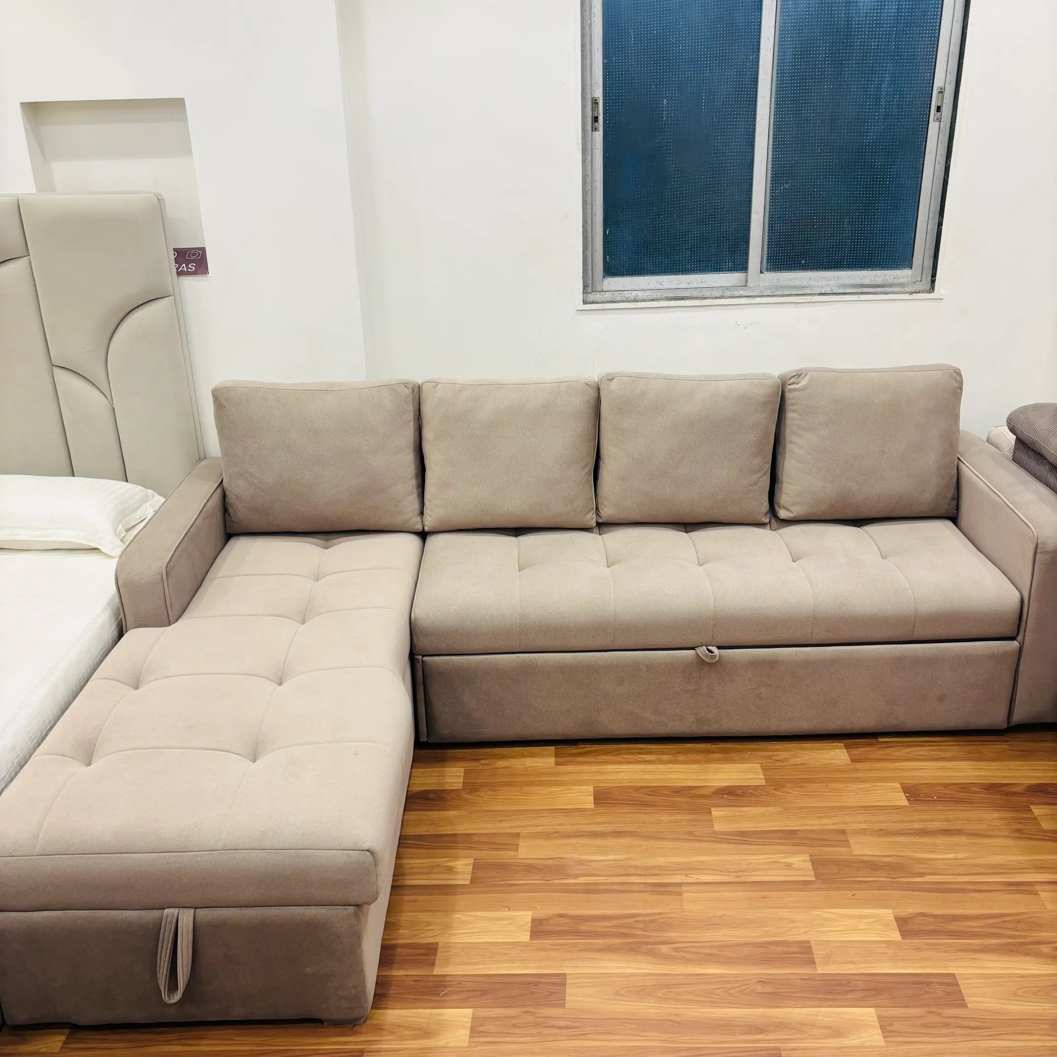 Super Soft L Shape Sofa Cum Bed With Storage - Lush & Lavish Furniture And Interior