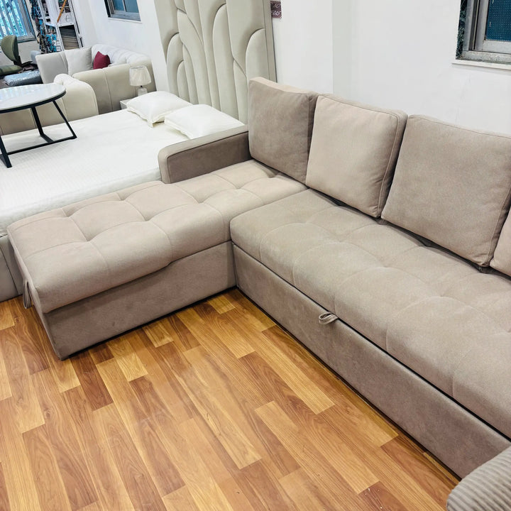 Super Soft L Shape Sofa Cum Bed With Storage - Lush & Lavish Furniture And Interior