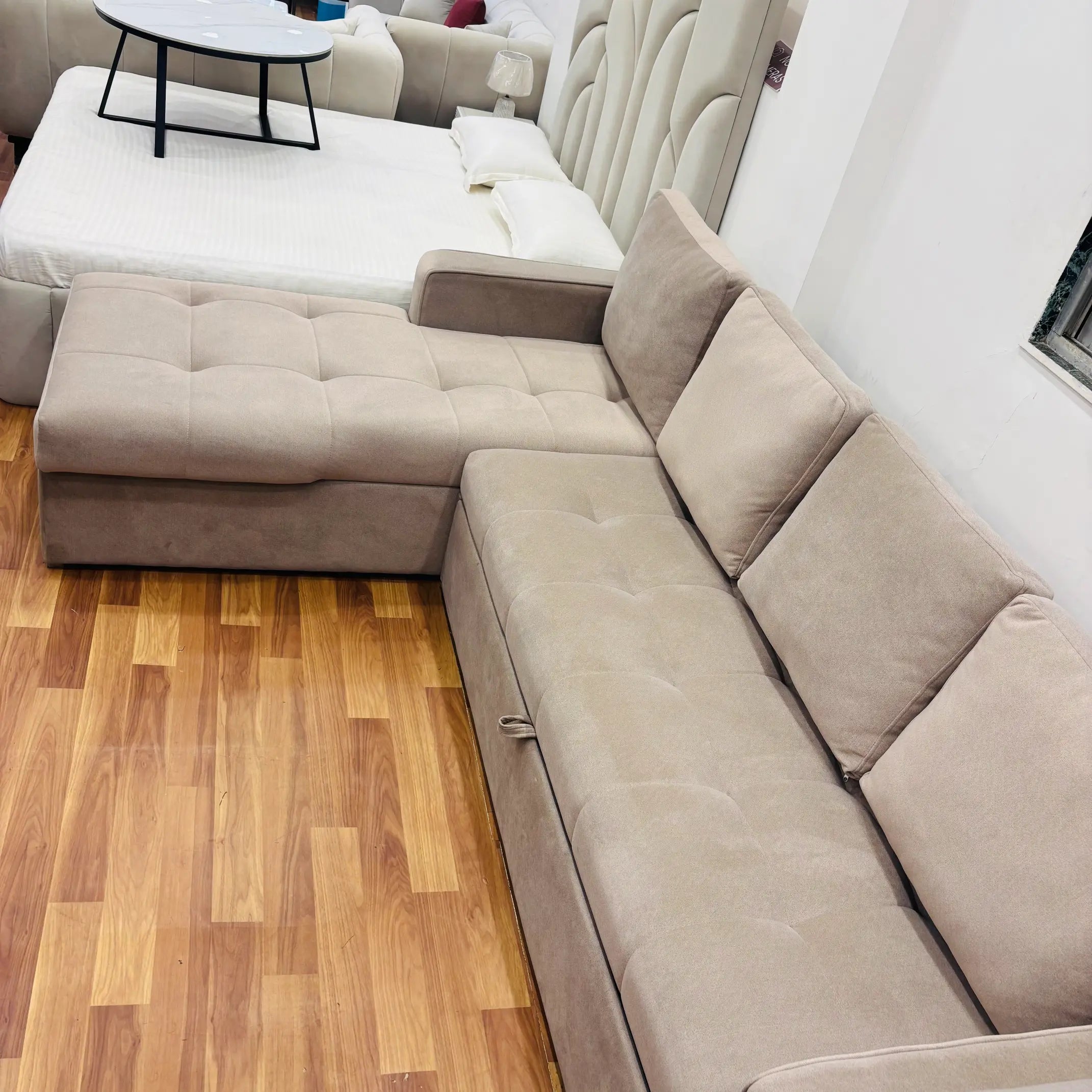 Super Soft L Shape Sofa Cum Bed With Storage - Lush & Lavish Furniture And Interior