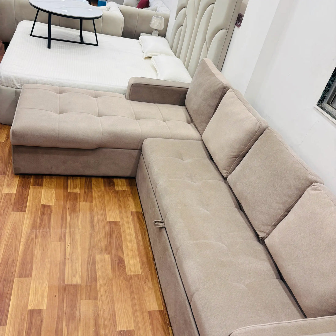 Super Soft L Shape Sofa Cum Bed With Storage - Lush & Lavish Furniture And Interior