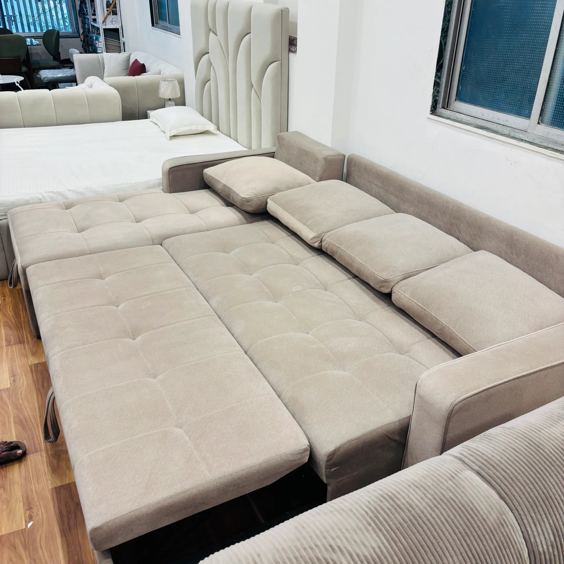Super Soft L Shape Sofa Cum Bed With Storage - Lush & Lavish Furniture And Interior