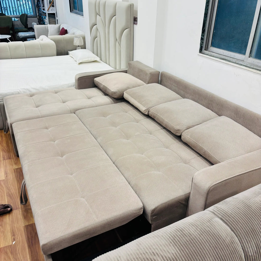 Super Soft L Shape Sofa Cum Bed With Storage - Lush & Lavish Furniture And Interior