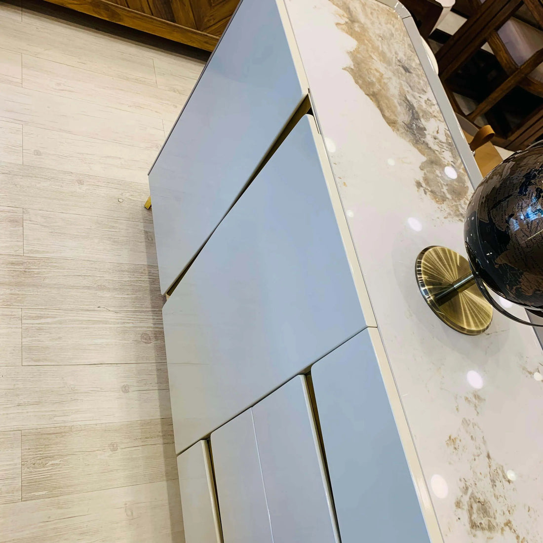 Crockery Unit In Duco Finish With Marble Top - From Lush & Lavish Furniture And Interior, Mumbai - Lush & Lavish
